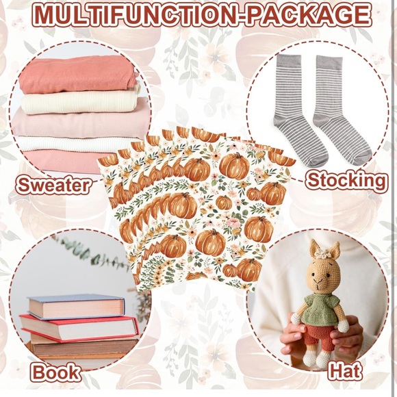 Pumpkin poly mailer bundle 10 count 10x13, includes thank you cards & stickers - Picture 2 of 9